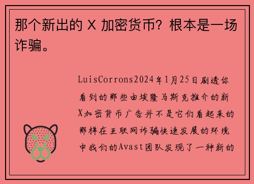 那个新出的 X 加密货币？根本是一场诈骗。